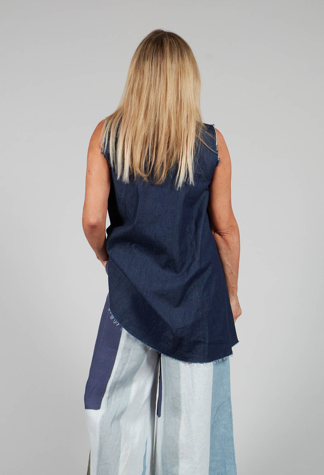 Denim Sleeveless Shirt in Indigo