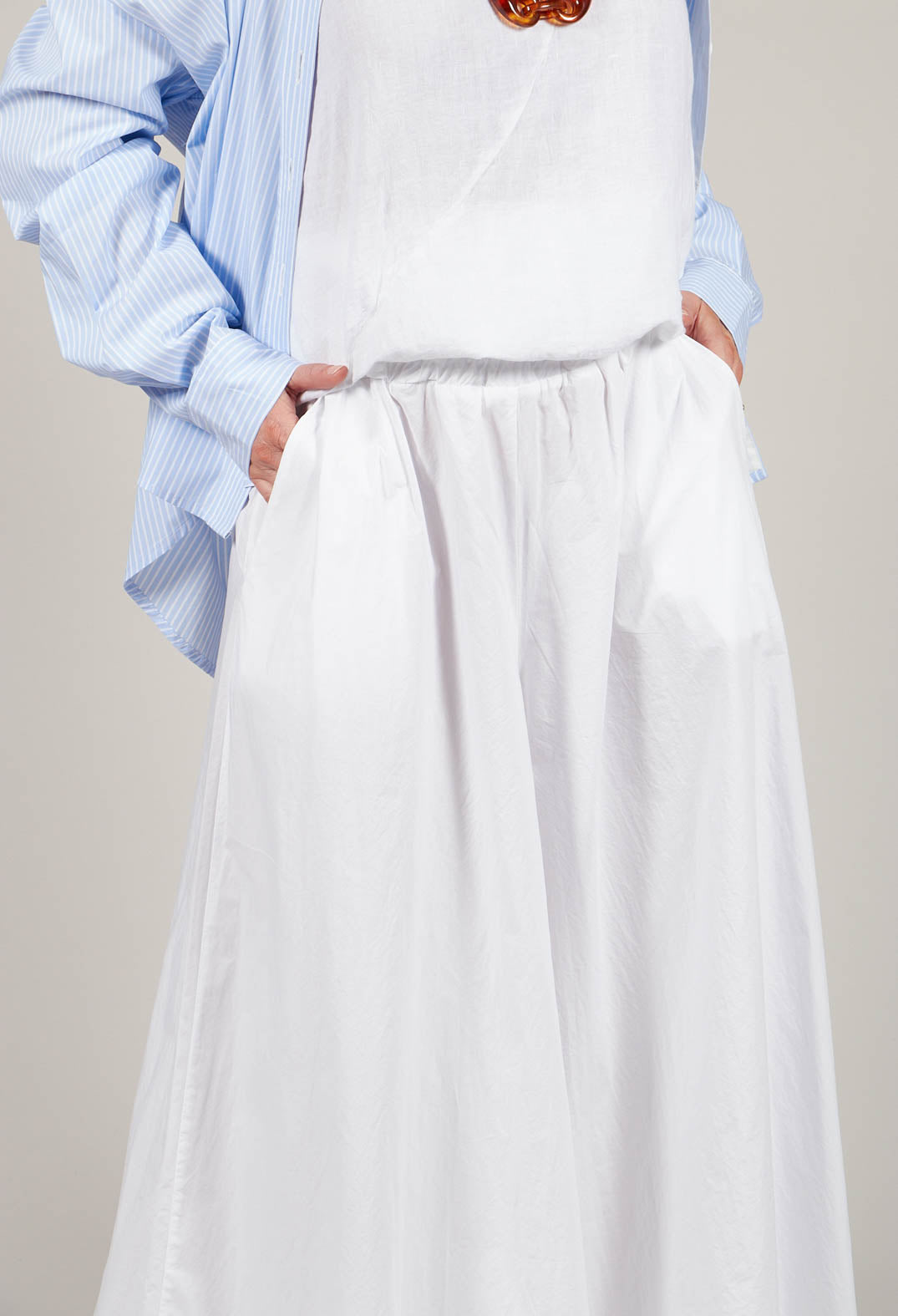 Cotton Wide Leg Trousers in Bianco