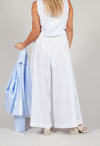 Cotton Wide Leg Trousers in Bianco