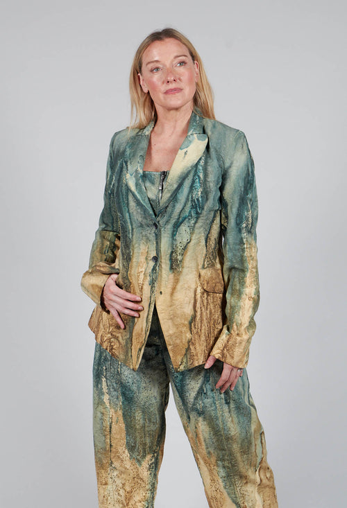 Padded Pattern Blazer in Petrol and Tea