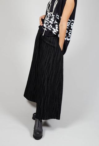 Textured Wide Leg Trousers in Black