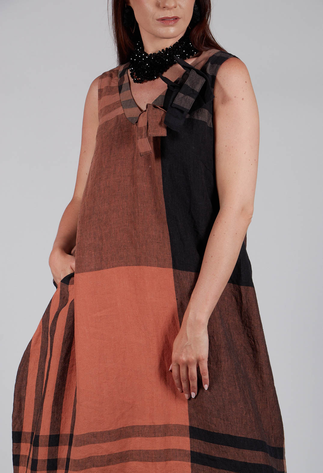 Kedziorek A-Line Linen Dress in Copper | Olivia May