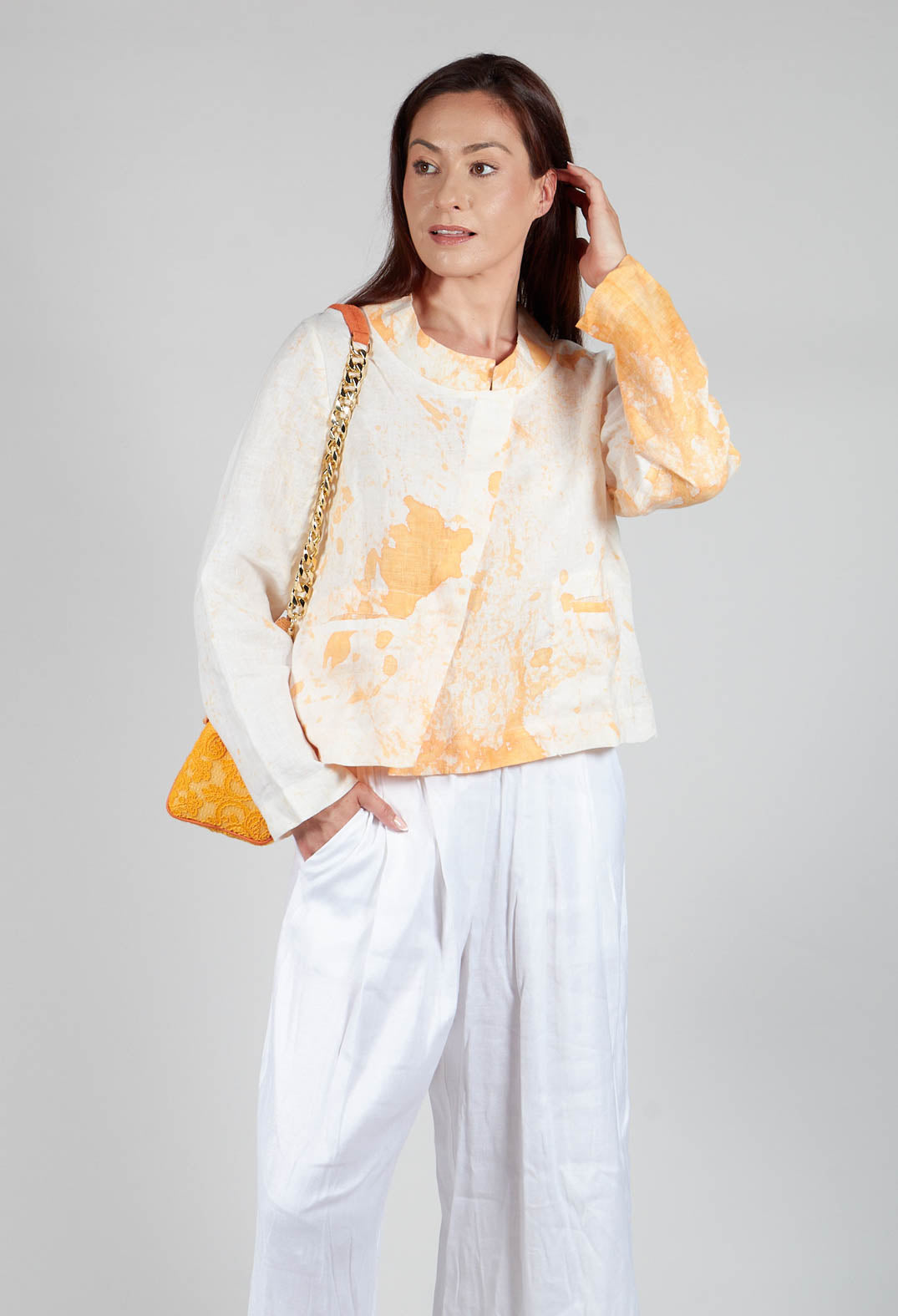 Cropped Lightweight Jacket in Orange Dye