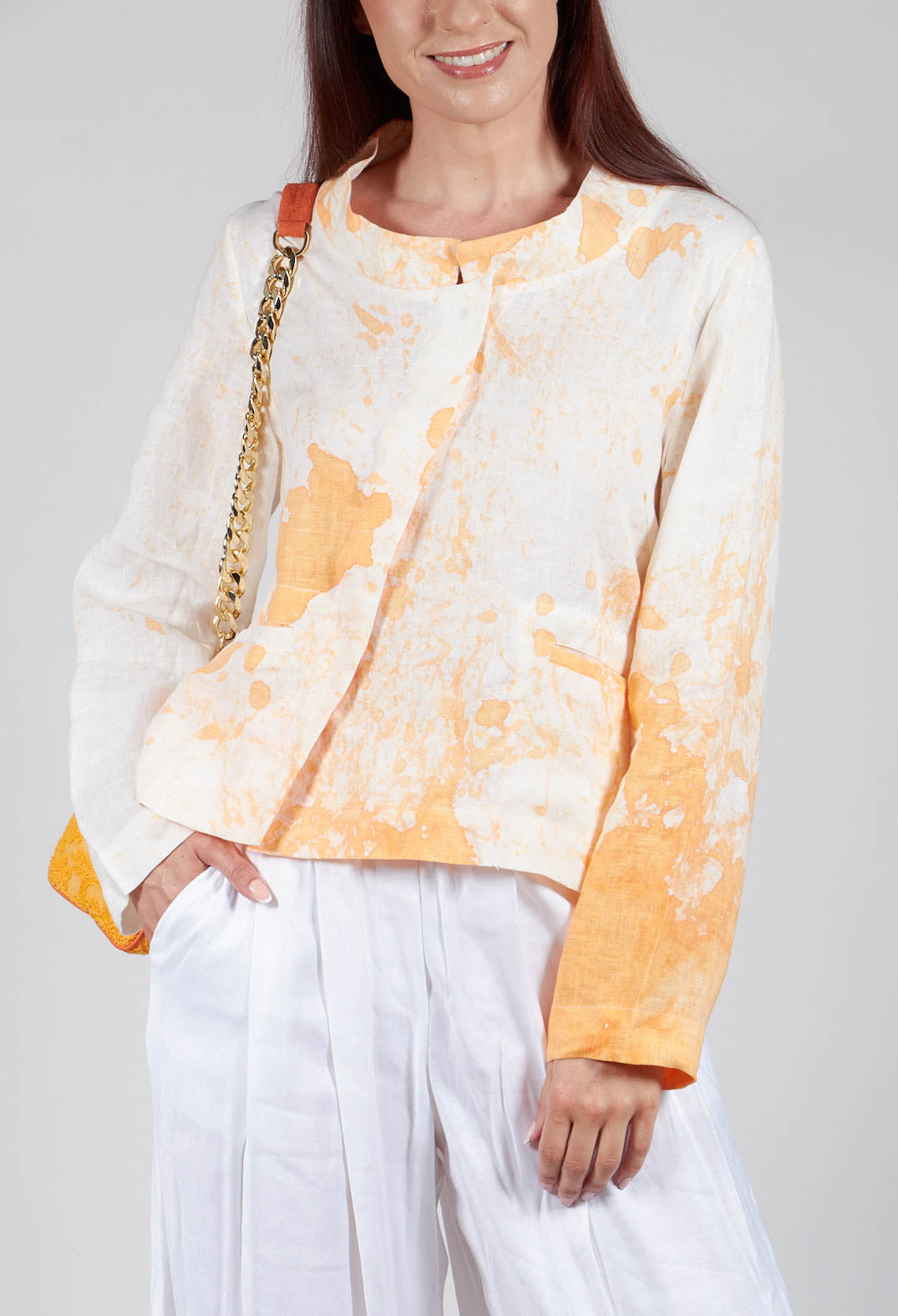 Cropped Lightweight Jacket in Orange Dye