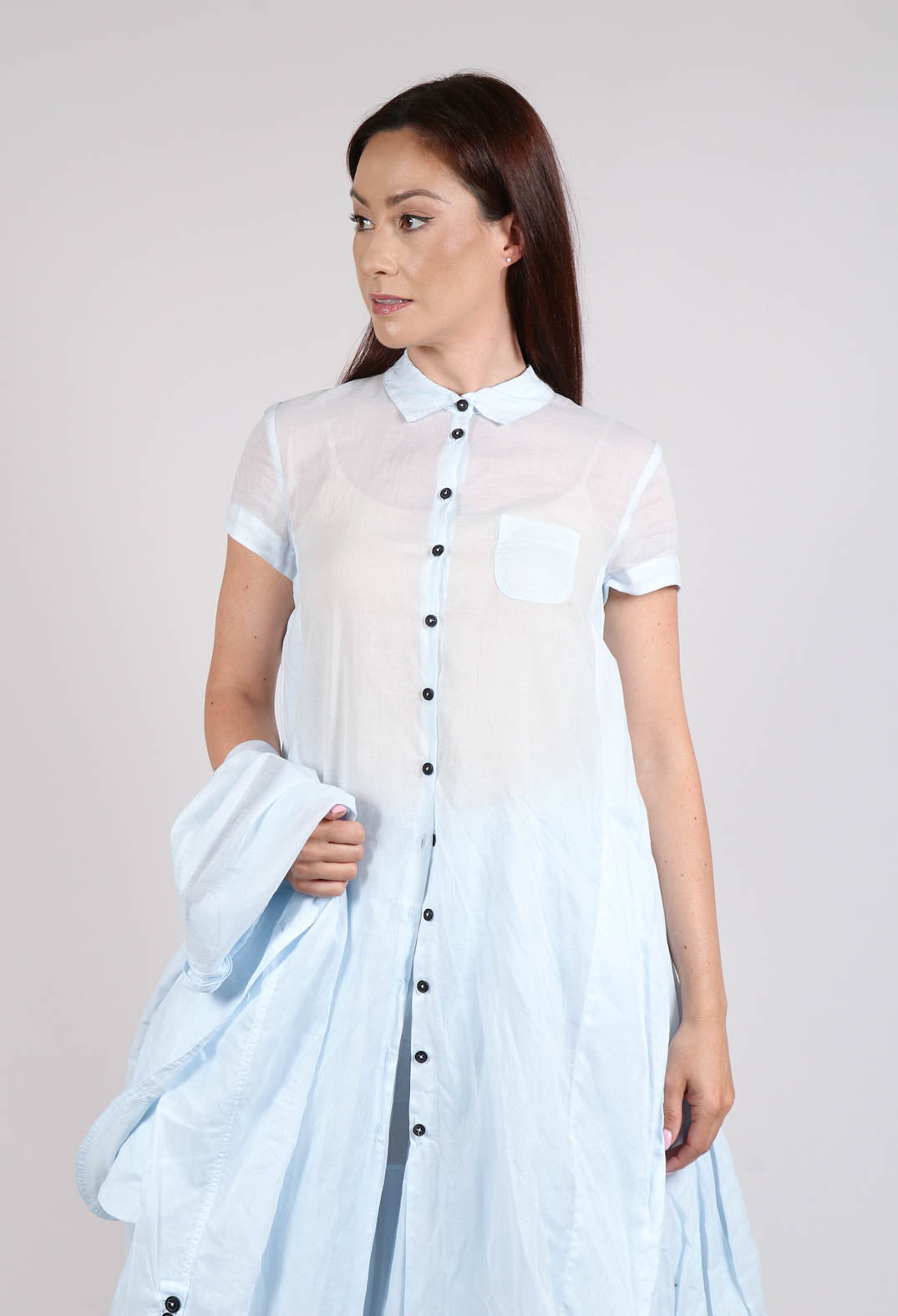 Transparent Shirt Dress in Enzian 10% Stiff