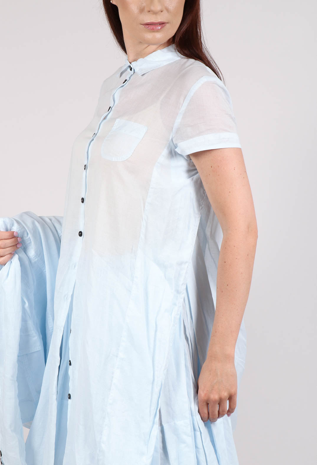 Transparent Shirt Dress in Enzian 10% Stiff
