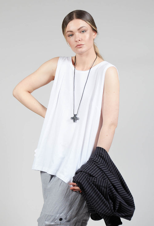 Sleeveless Swing Style T Shirt in White