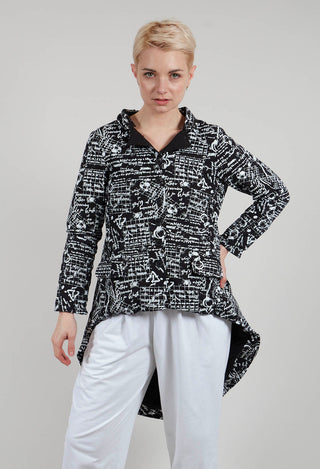 Hi Lo Jacket in Black with White Seregraphy