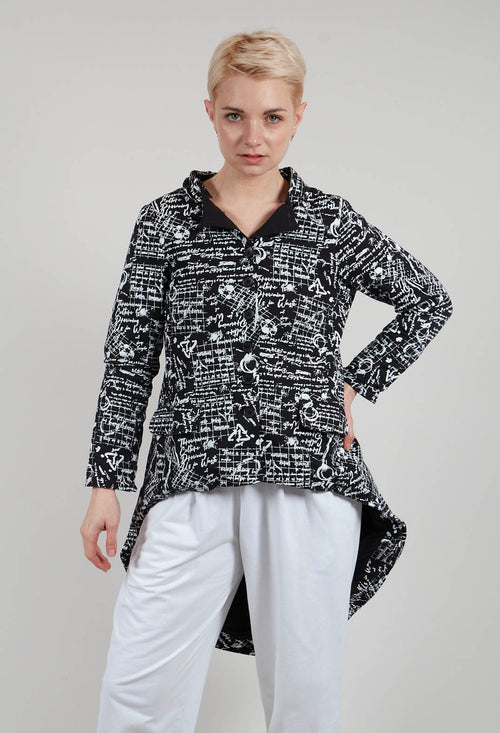 Hi Lo Jacket in Black with White Seregraphy