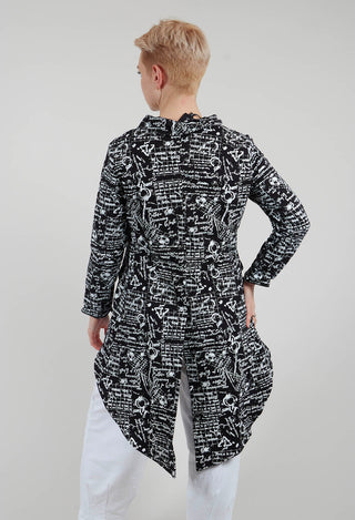 Hi Lo Jacket in Black with White Seregraphy