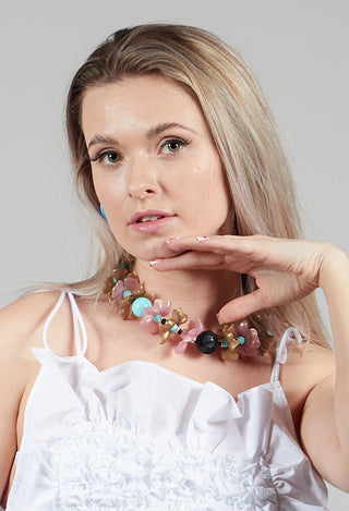 Sakura Choker Necklace in Aqua