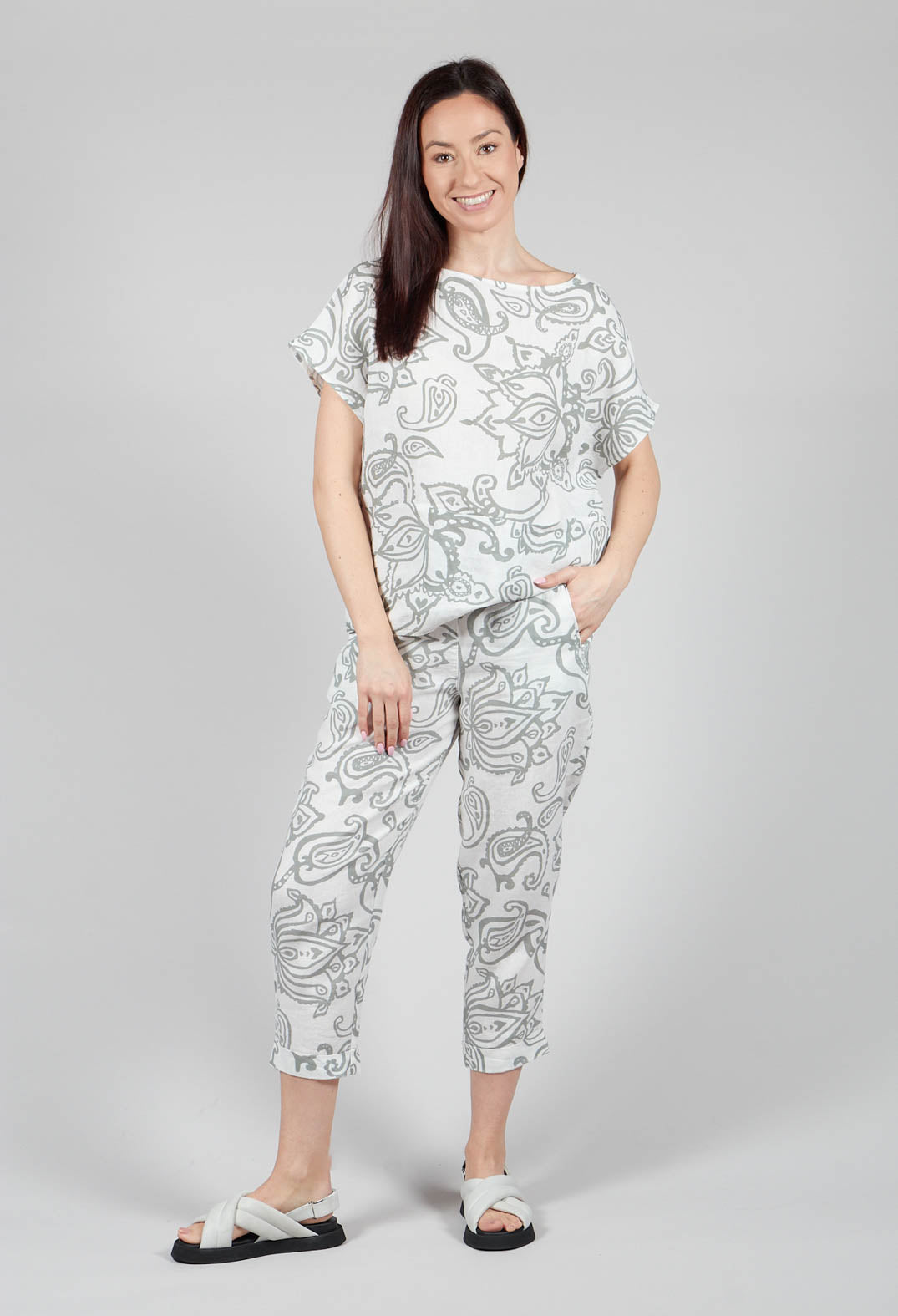 Sand Flower Geisha Trousers in Eucalyptus