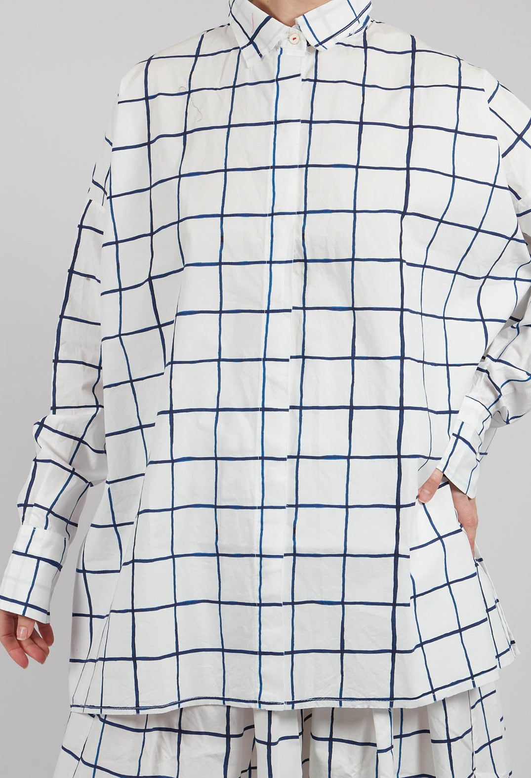 Sarita Printed Shirt in Blue Check