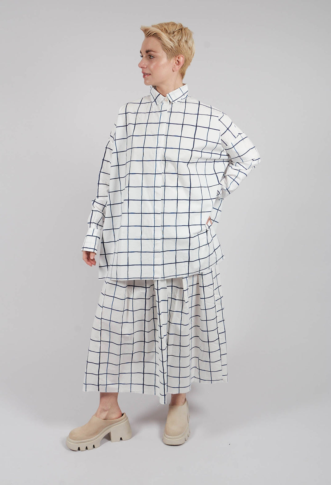 Sarita Printed Shirt in Blue Check