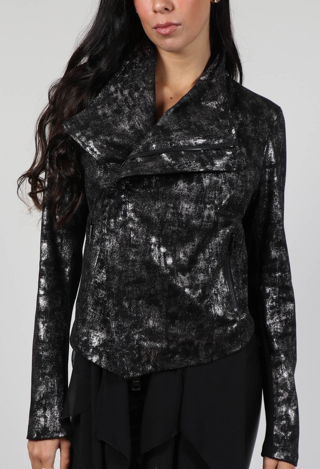 Satin Coated Jacket in Black