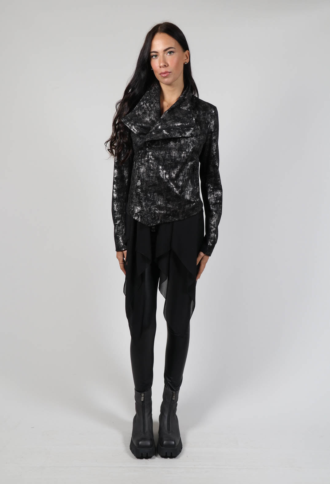 Satin Coated Jacket in Black