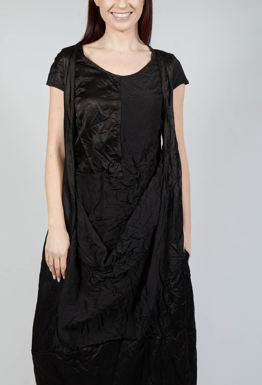Satin Contrast Dress in Black