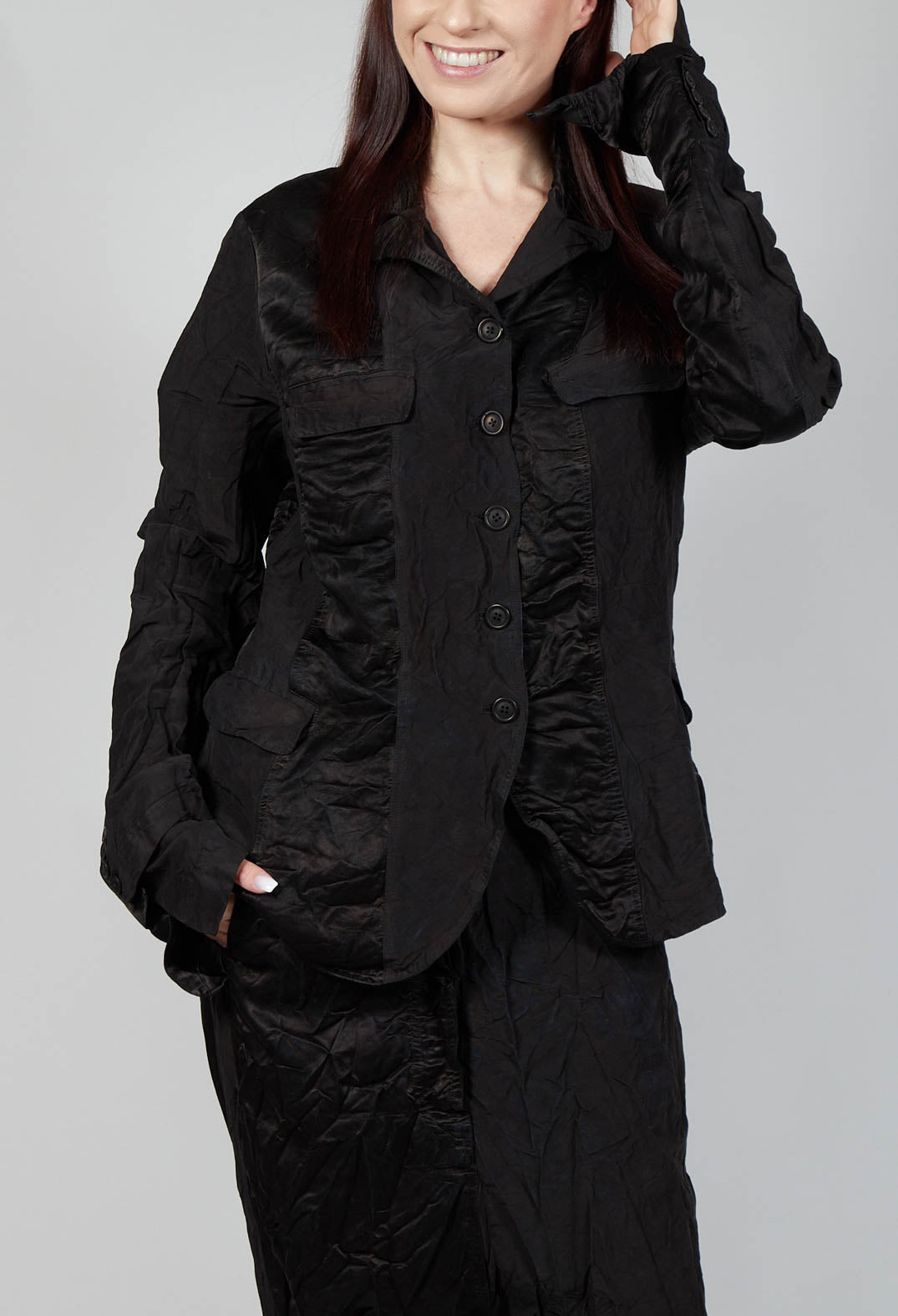 Satin Contrast Jacket in Black