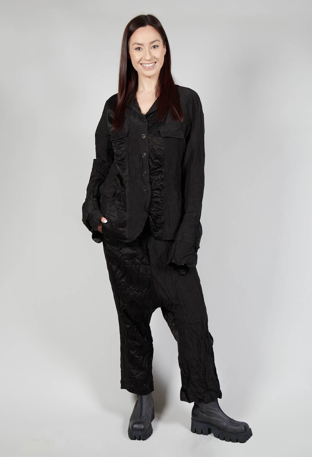 Satin Contrast Jacket in Black
