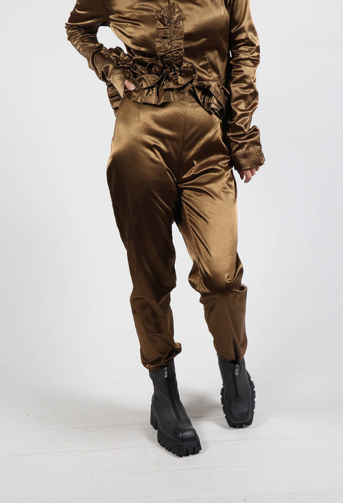 Satin Skinny Fit Trousers in Bronze
