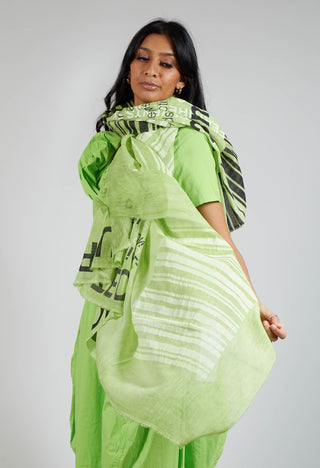 Scarf with Black and White Lettering in Lime Print