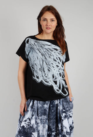 Scribble Print Pullover in Black