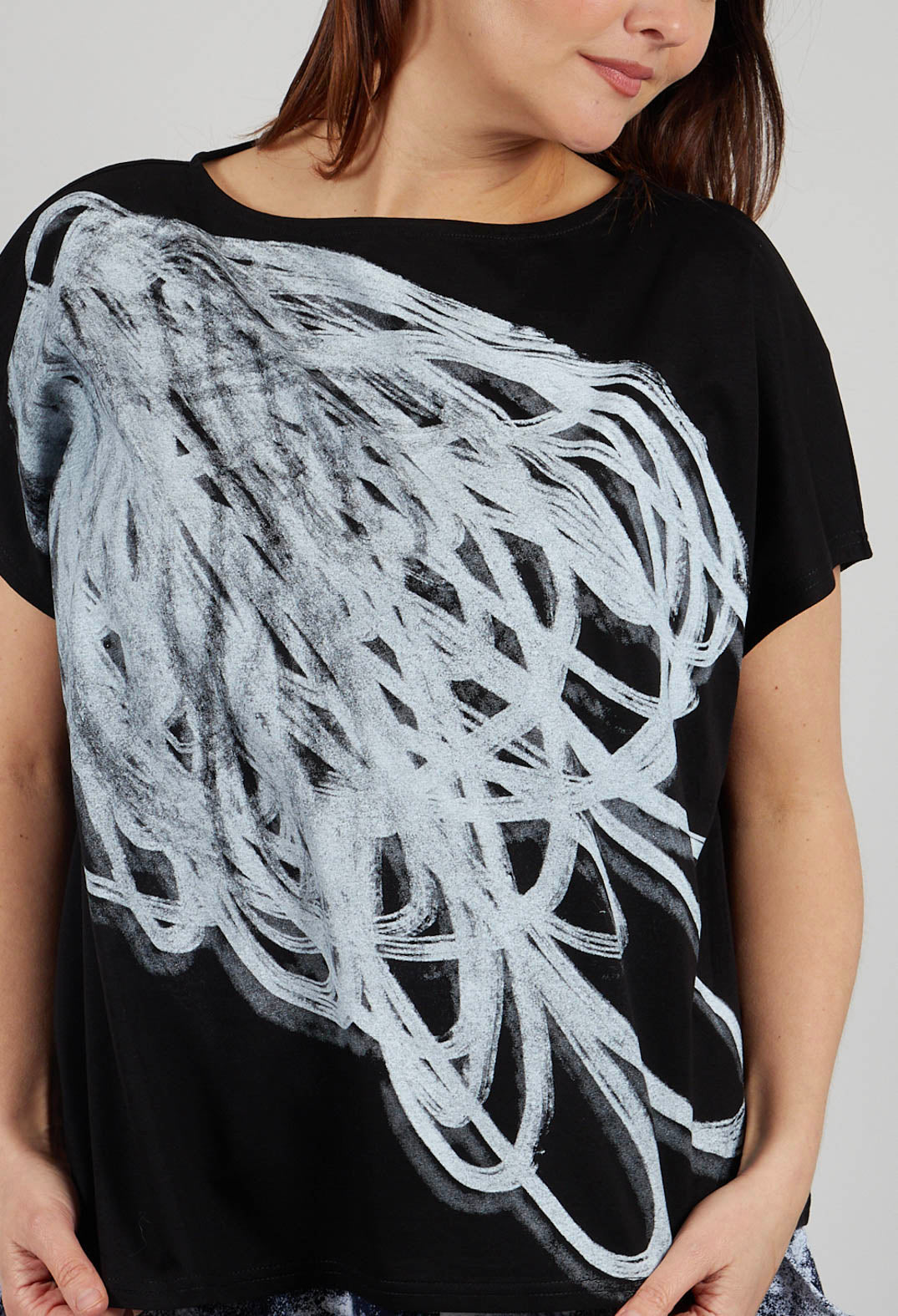 Scribble Print Pullover in Black