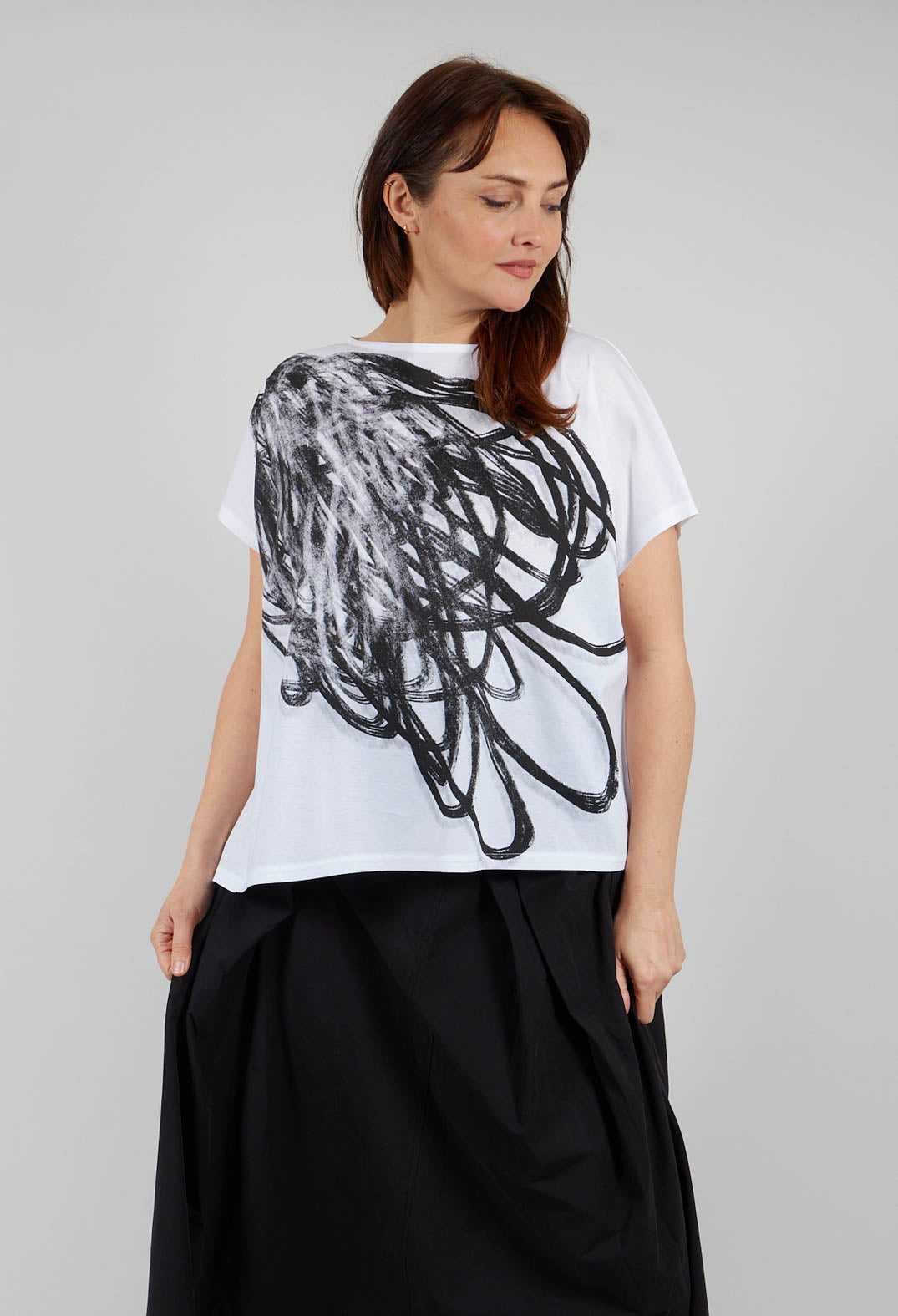 Scribble Print Pullover in White