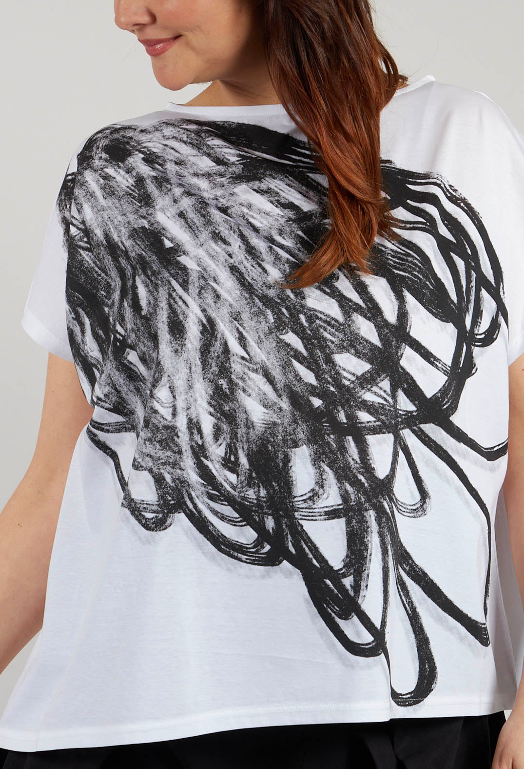 Scribble Print Pullover in White