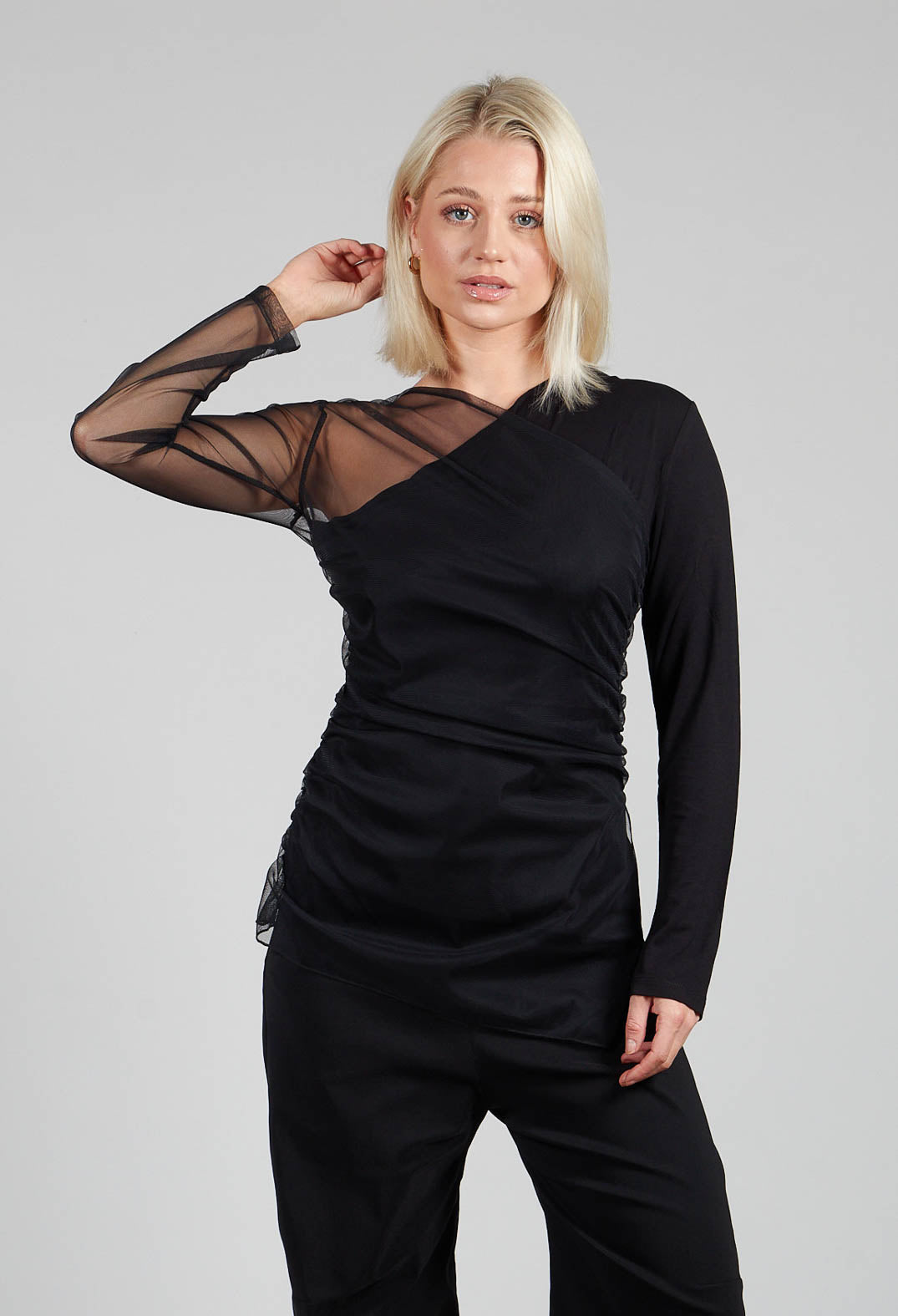 Semi Sheer Jersey Top in Black