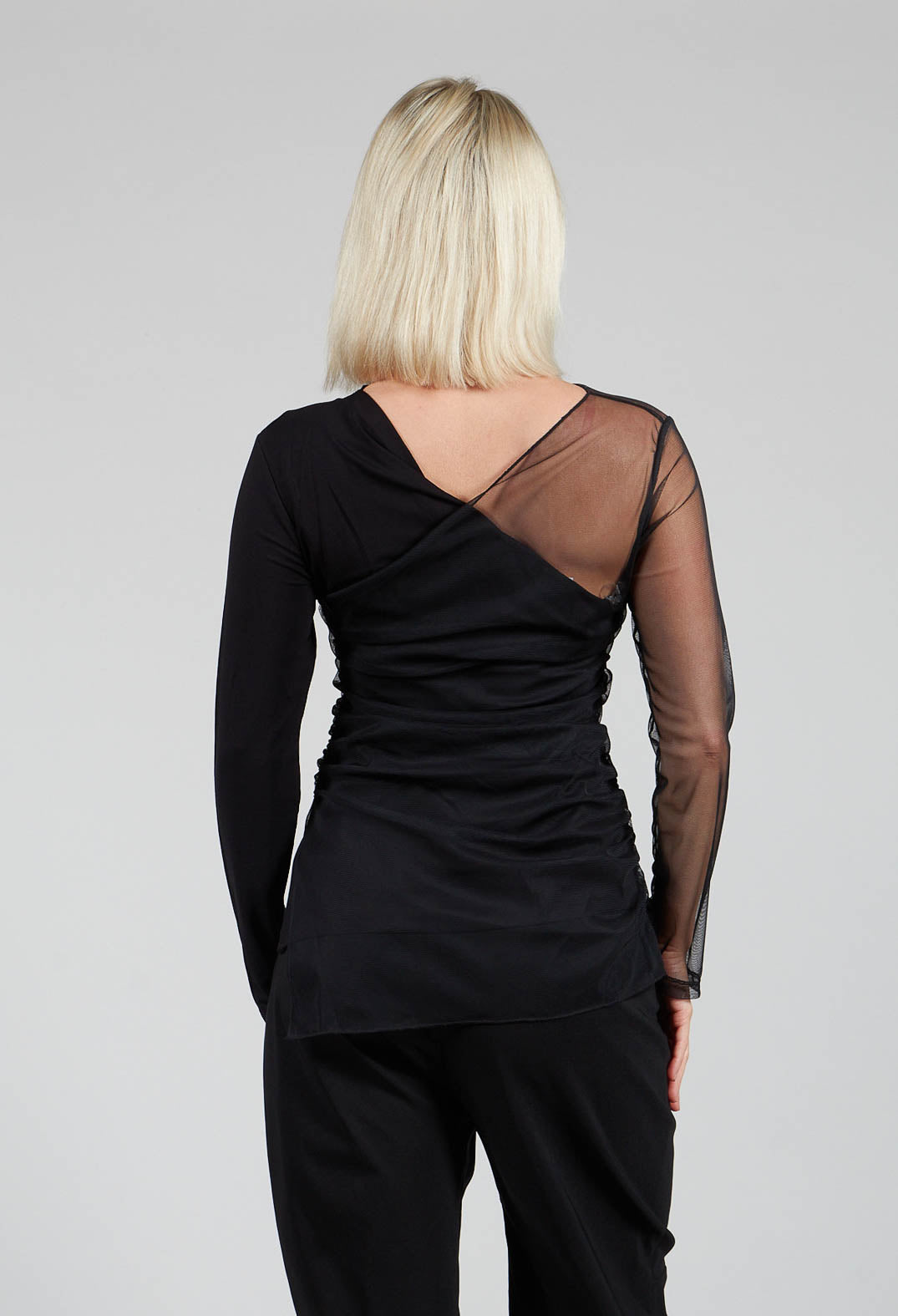 Semi Sheer Jersey Top in Black