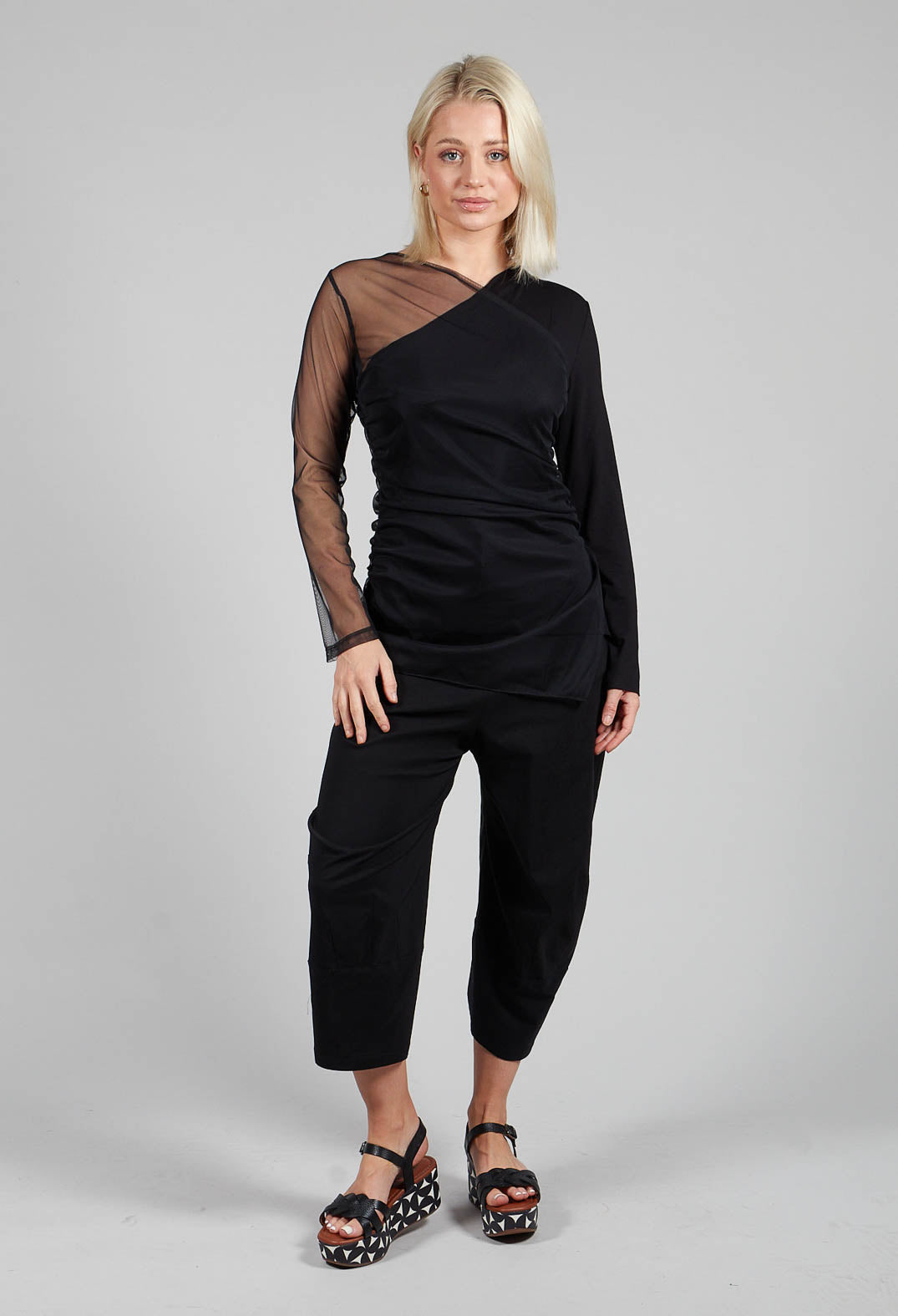 Semi Sheer Jersey Top in Black