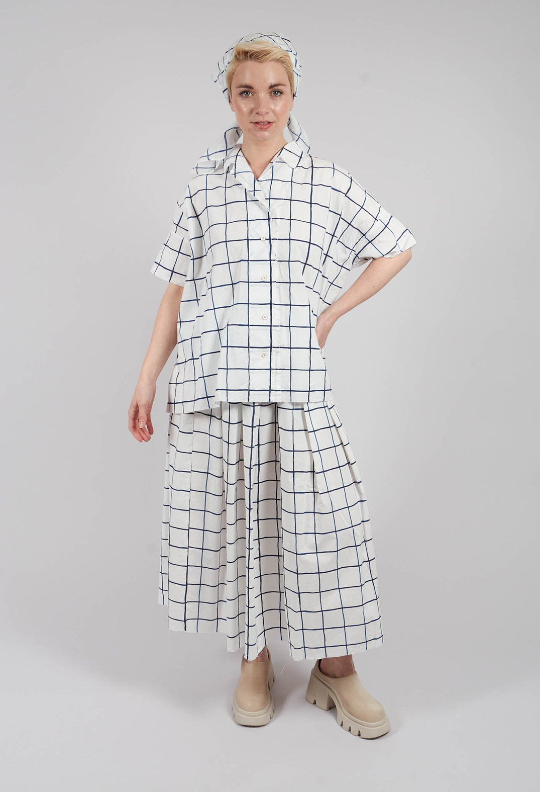 Serenity Printed Shirt in Blue Check