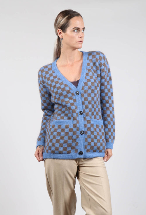Sharon Cardigan in Blue and Brown