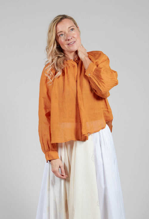 Sheer Blouse in Orange Pepper