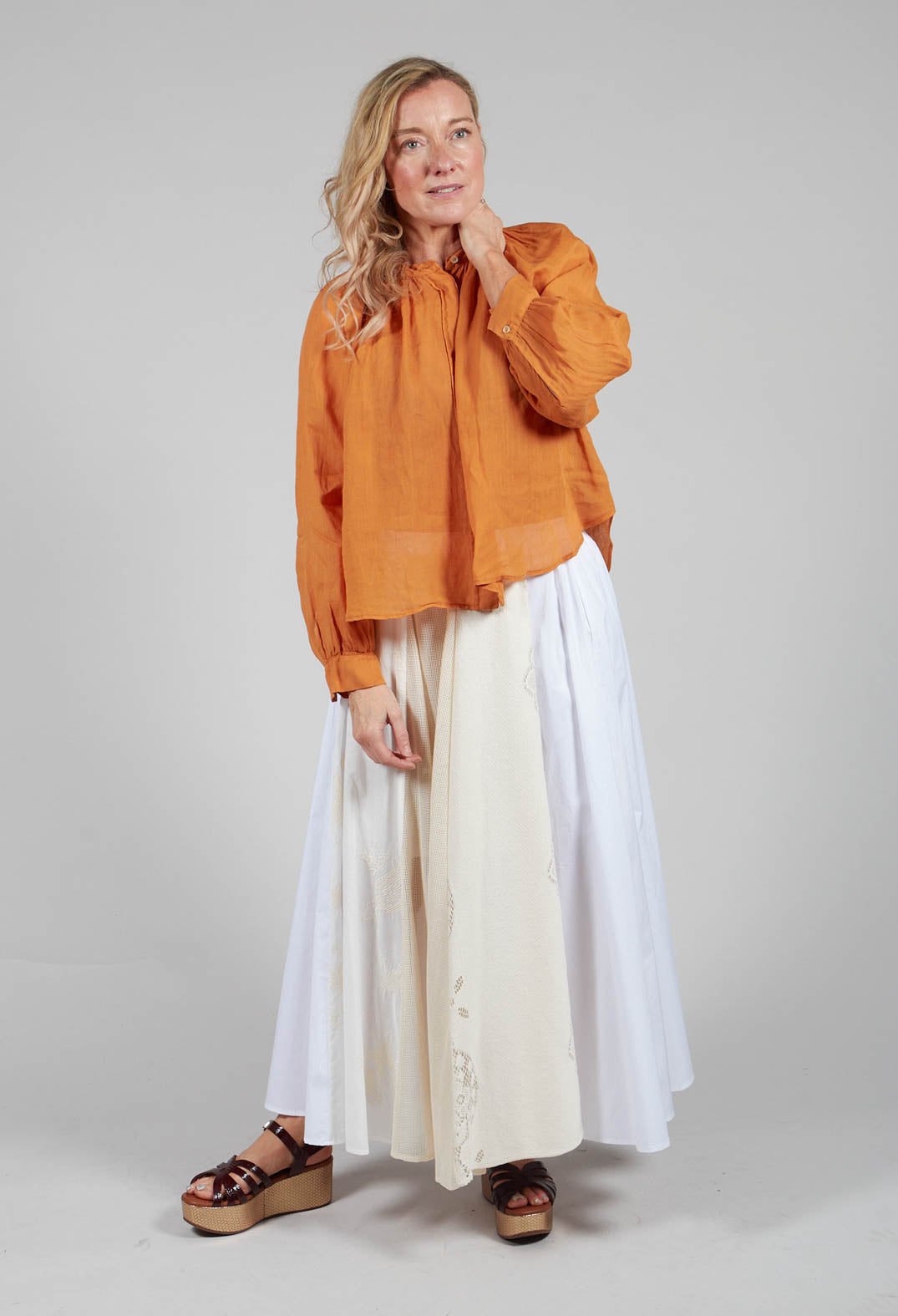 Sheer Blouse in Orange Pepper