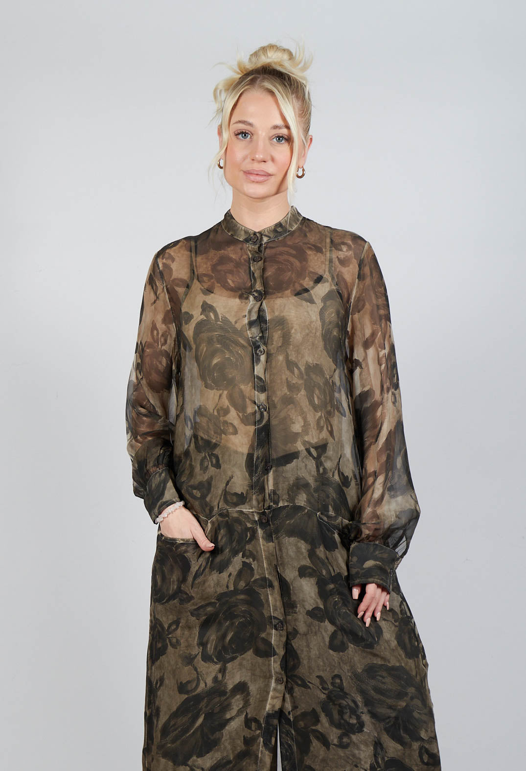 Sheer Dress in Viscosa Seta Tinto freddo Green Tuscany