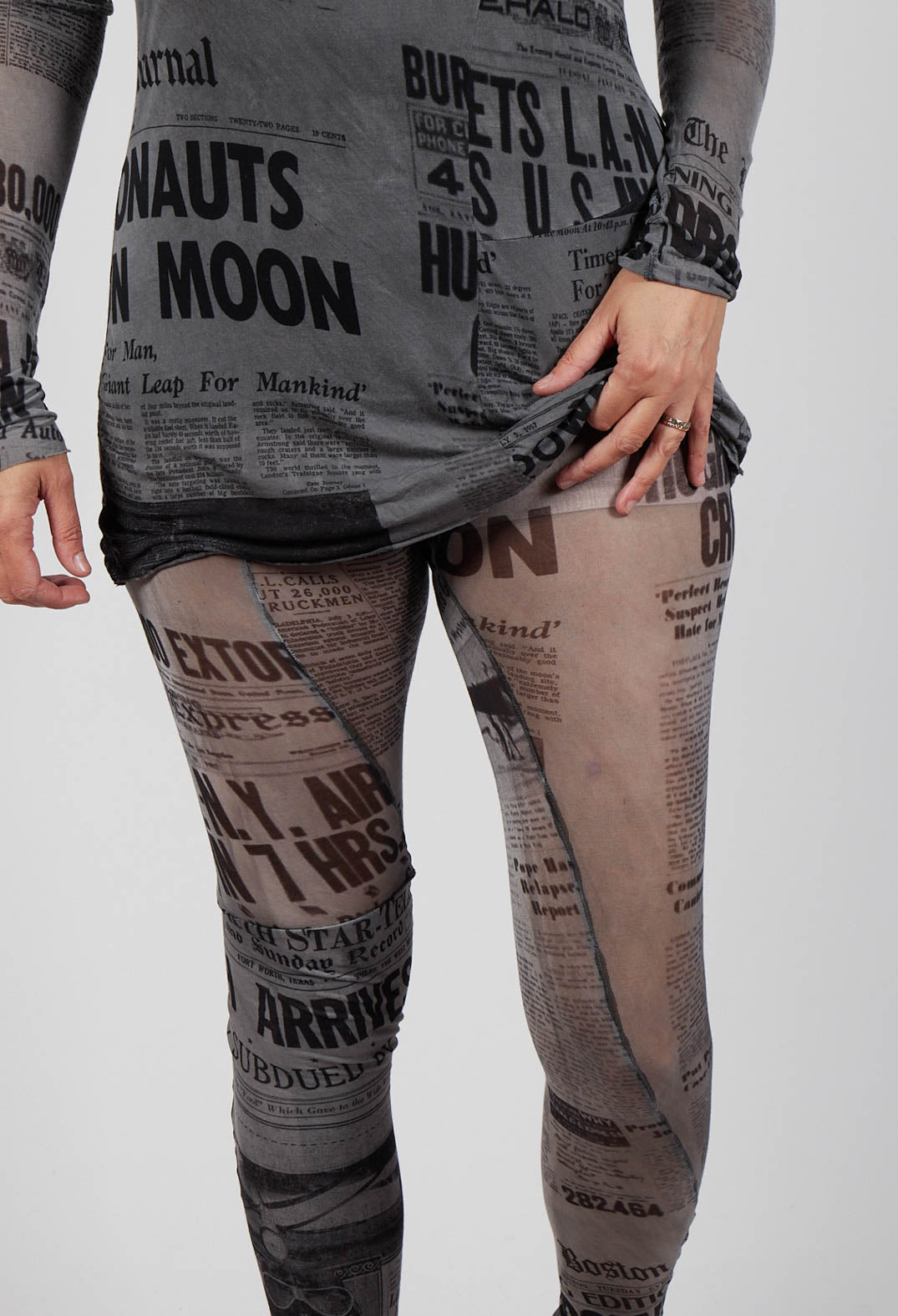 Sheer Leggings in Pencil Print Cloud Olivia May