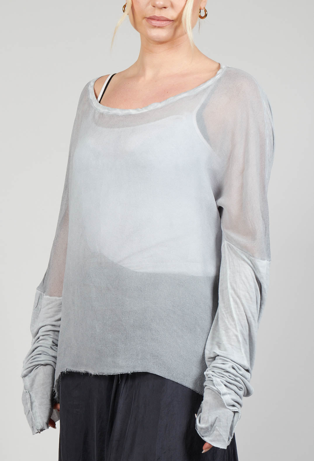 Sheer Long Sleeved Top in Original Grey