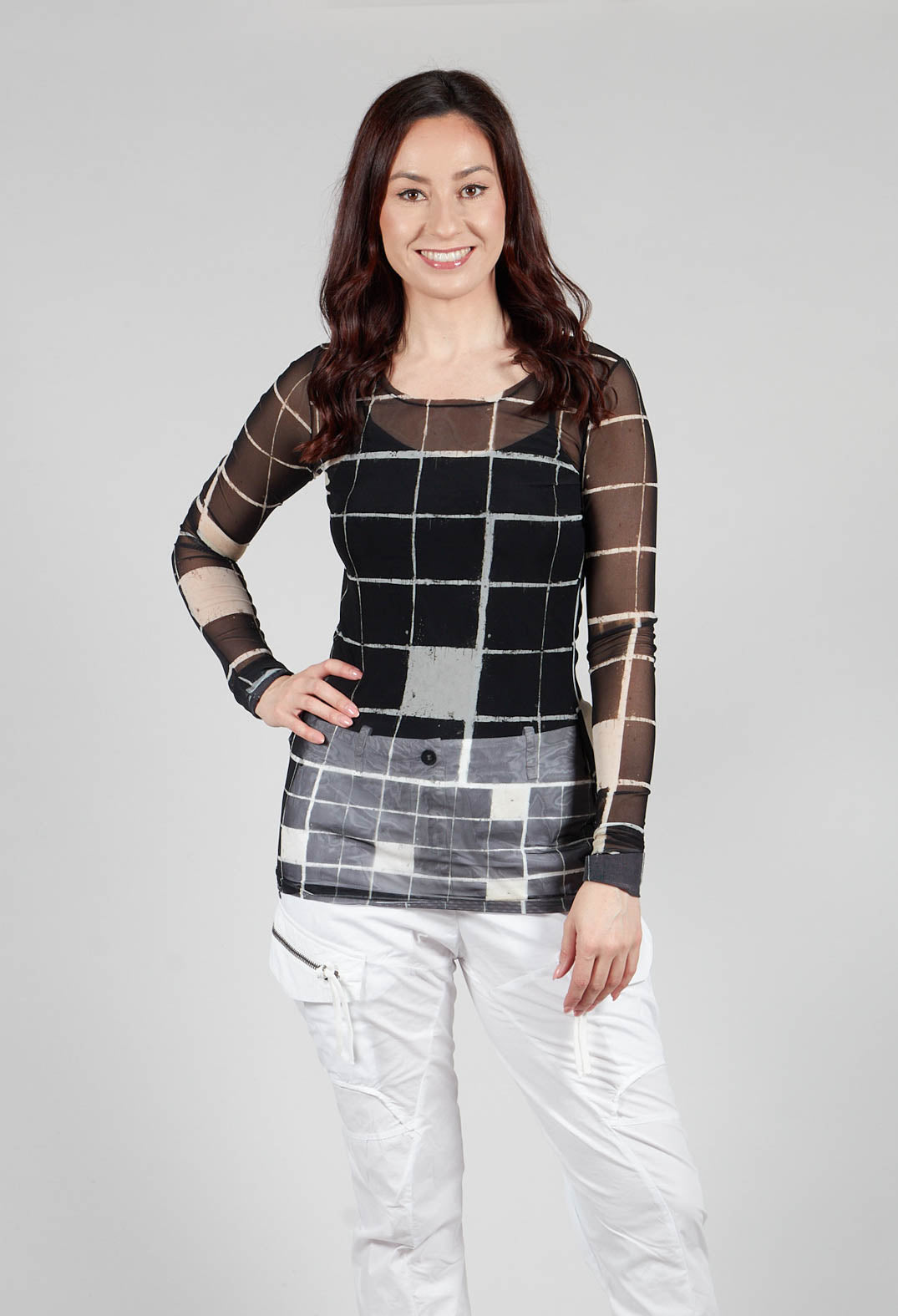 Sheer Mesh Long Sleeve Top in Single Variant