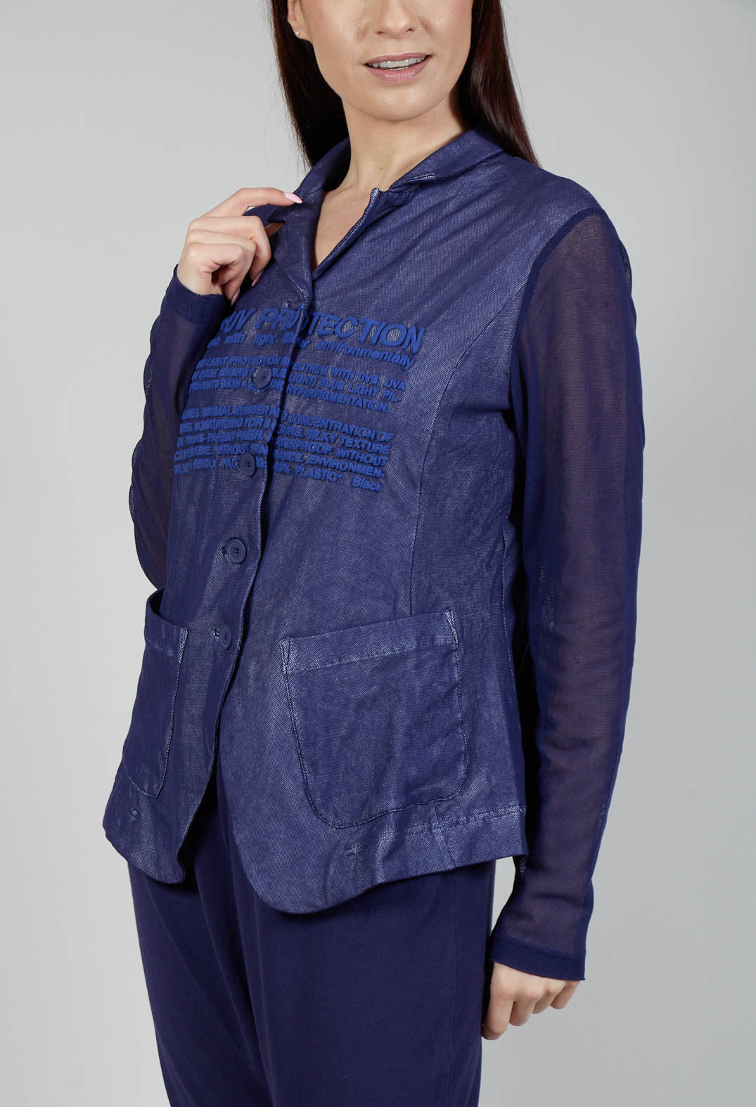 Sheer Sleeve Jacket in Azur Print