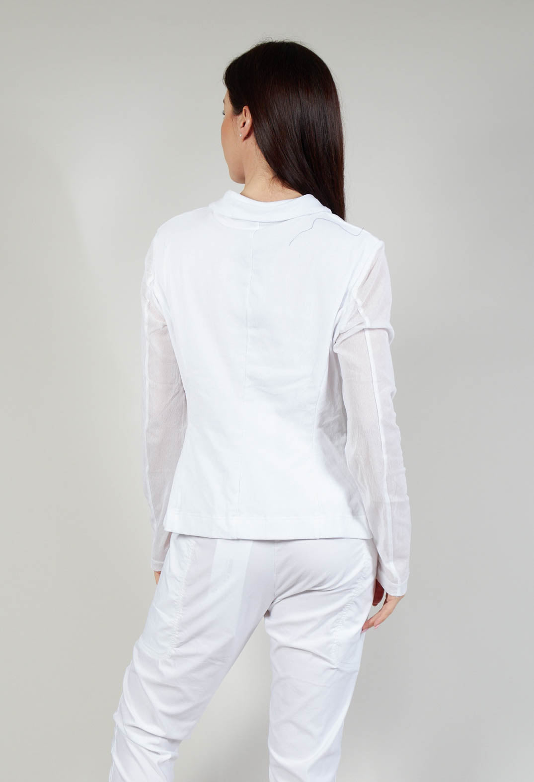 Sheer Sleeve Jacket in White Print