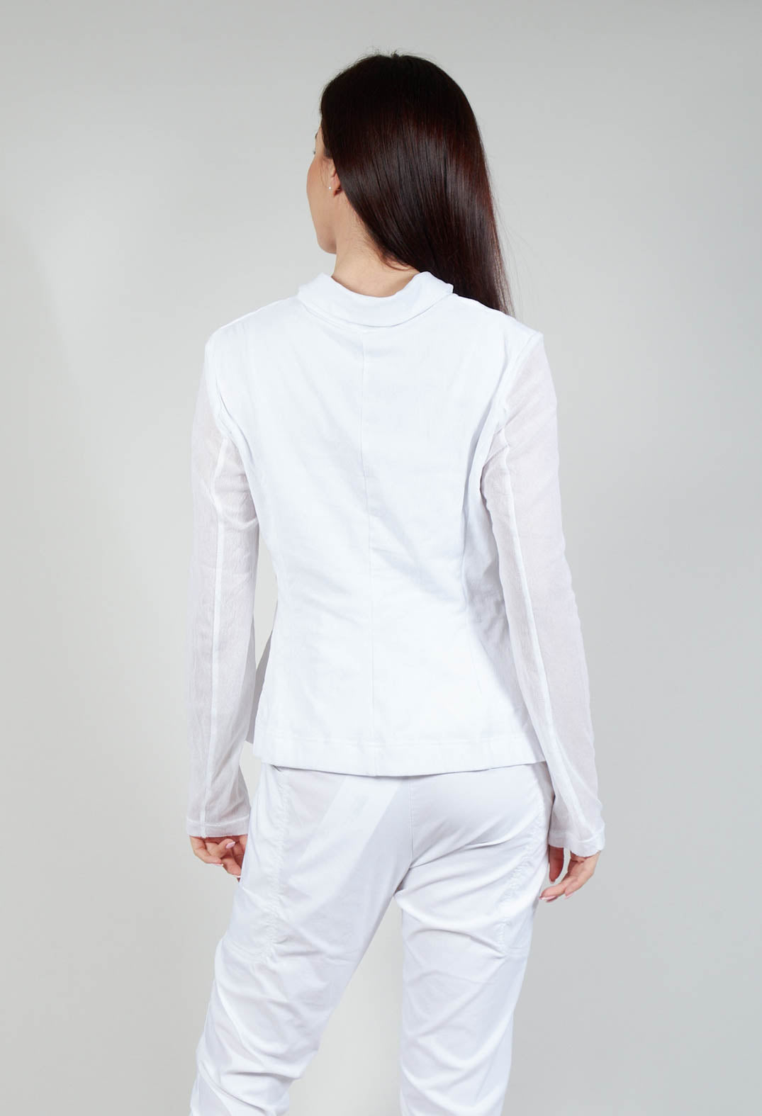 Sheer Sleeve Jacket in White White Print