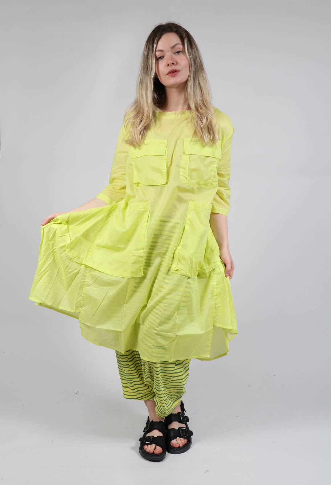 Sheer Smock Dress in Lime