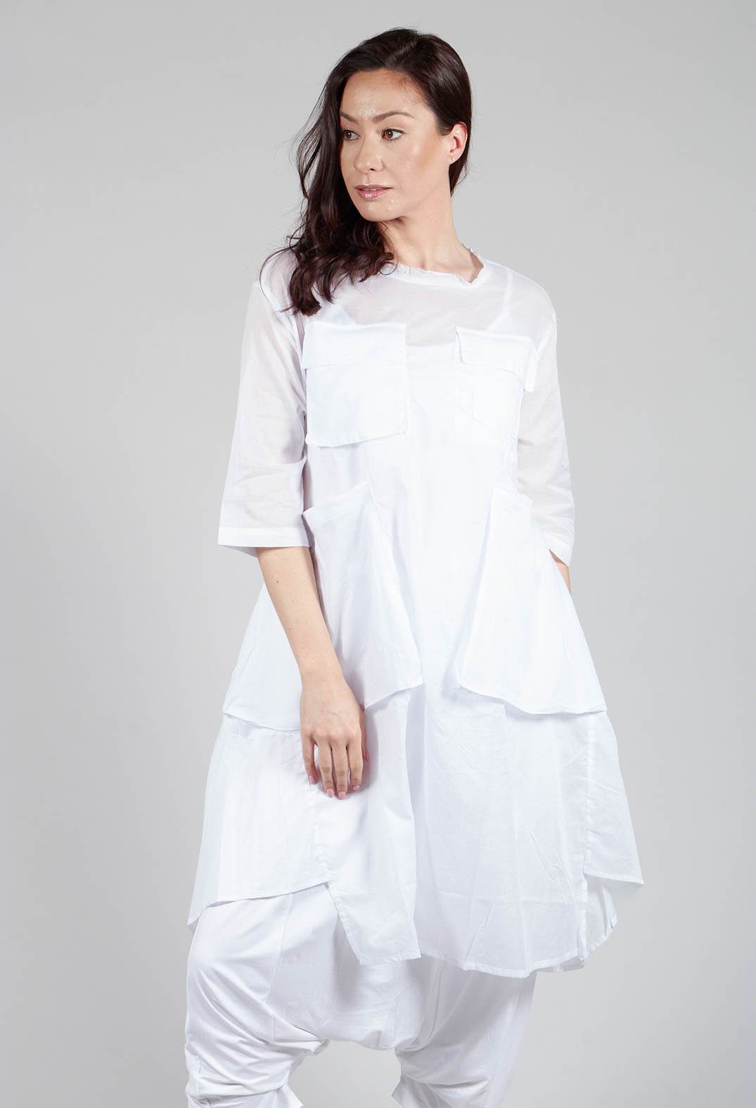 Sheer Smock Dress in White