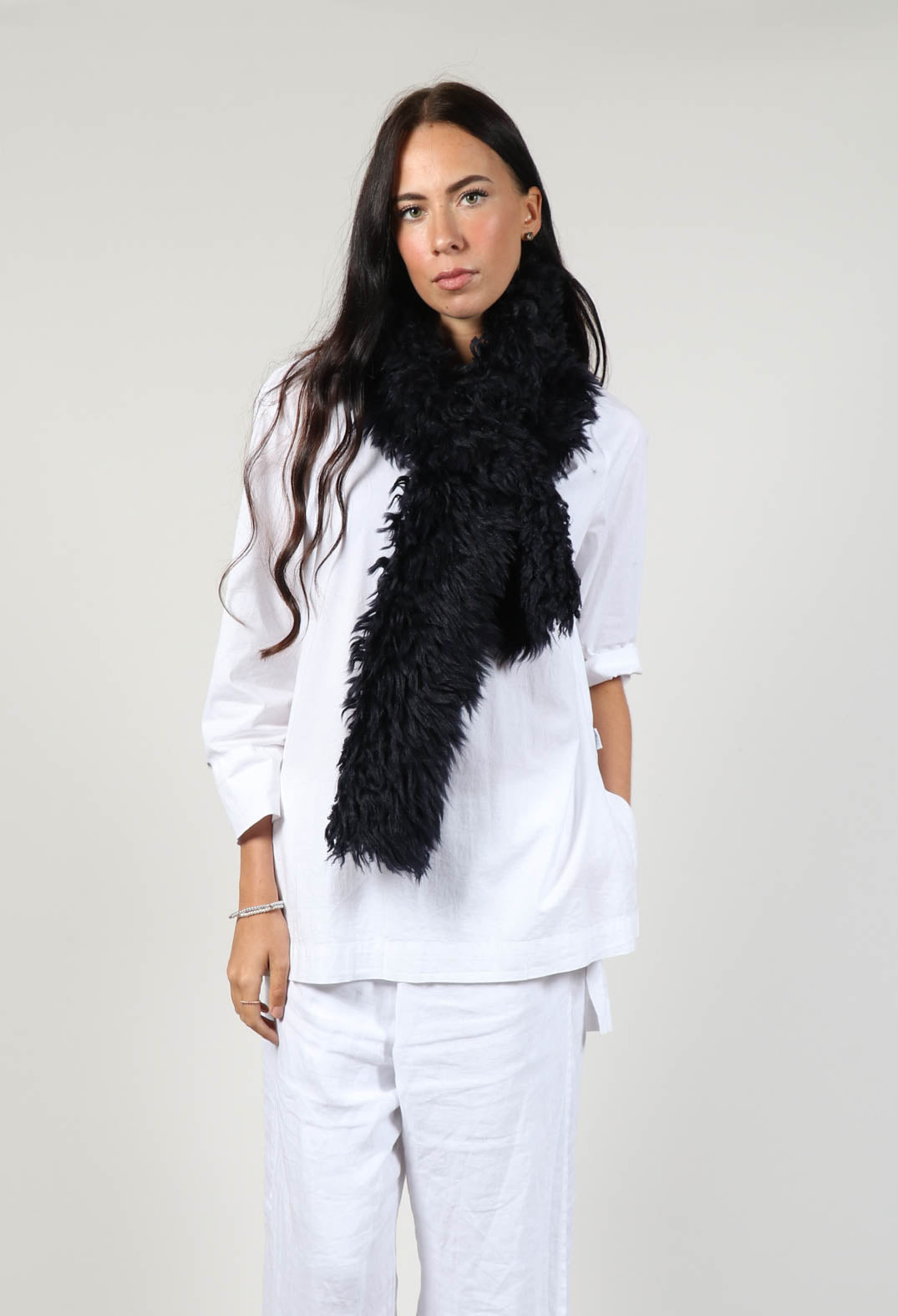 Shearling Fur Scarf in Night Sky Navy
