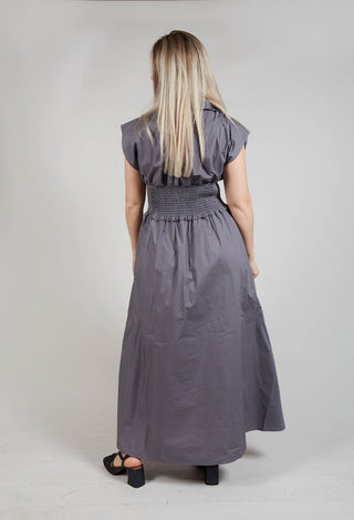 Shirred Waist Dress in Grey Purple