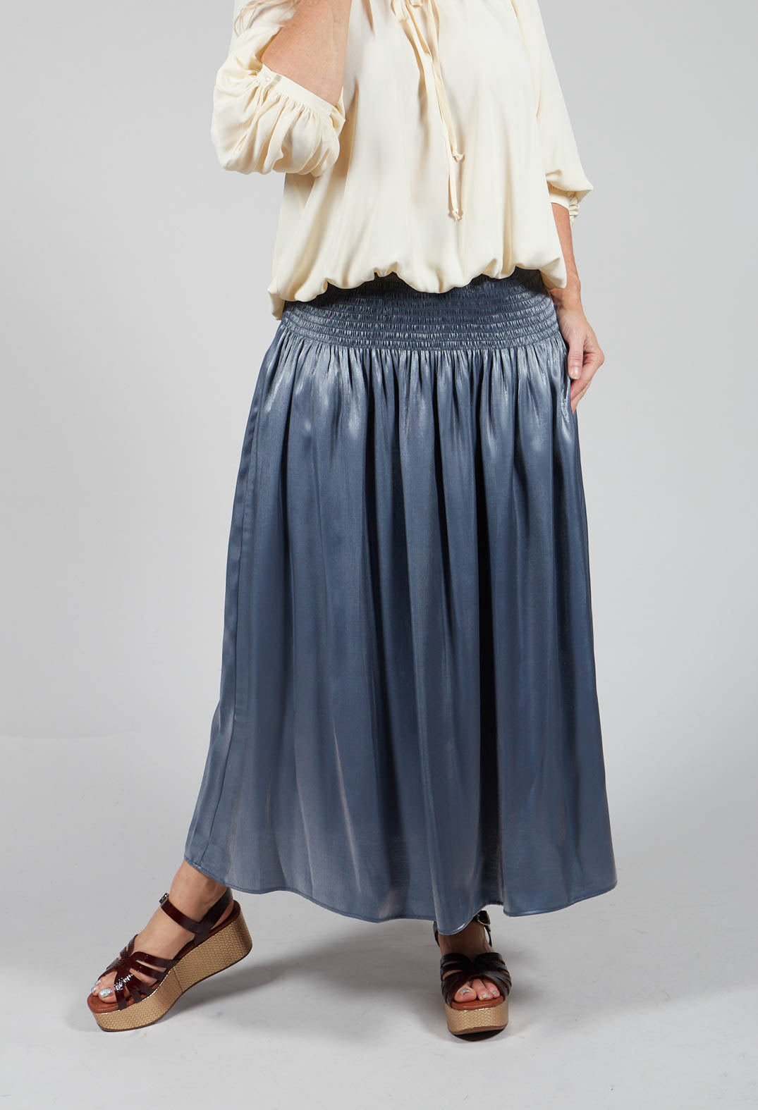 Shirred Waistband Skirt in Blue