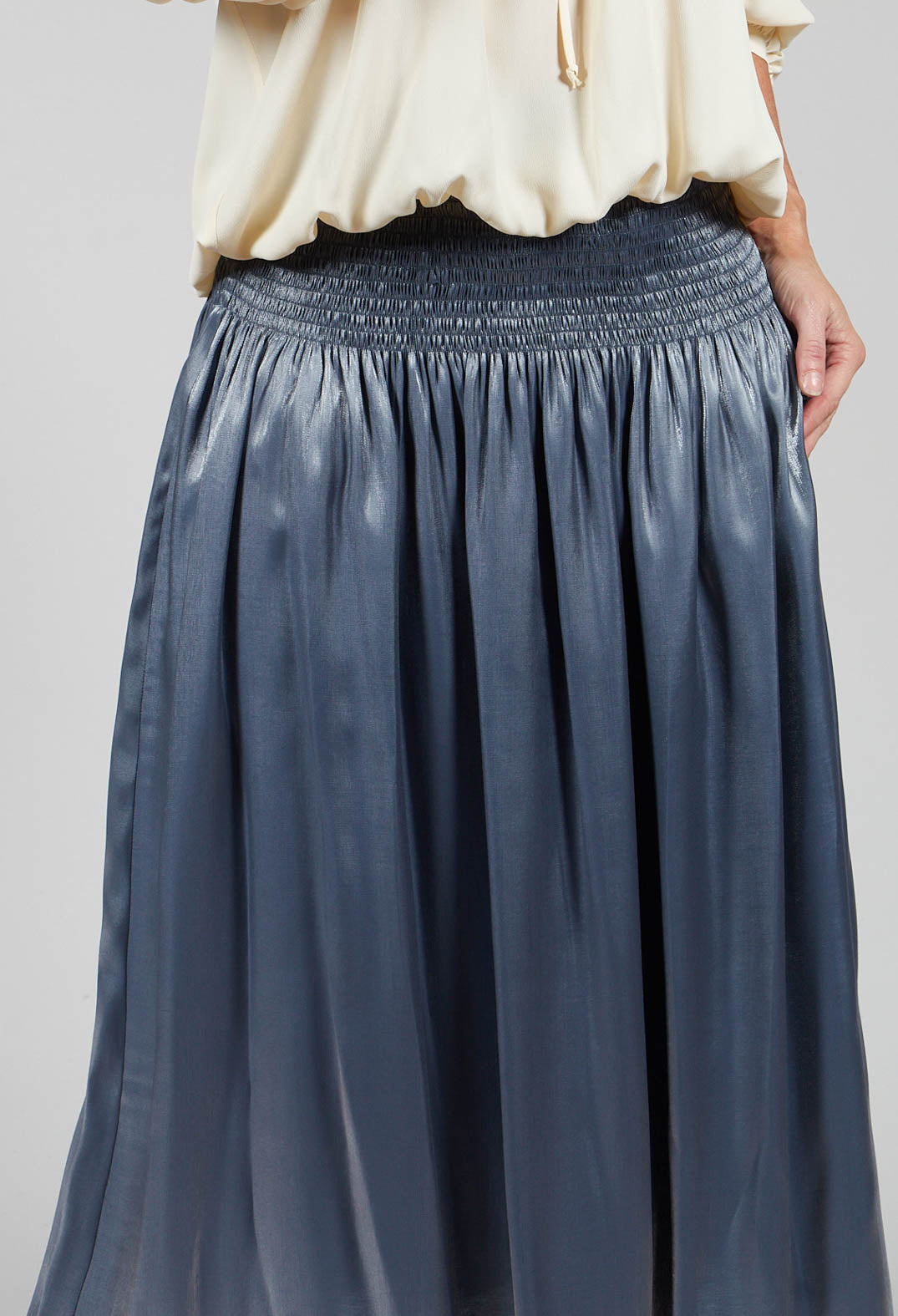 Shirred Waistband Skirt in Blue