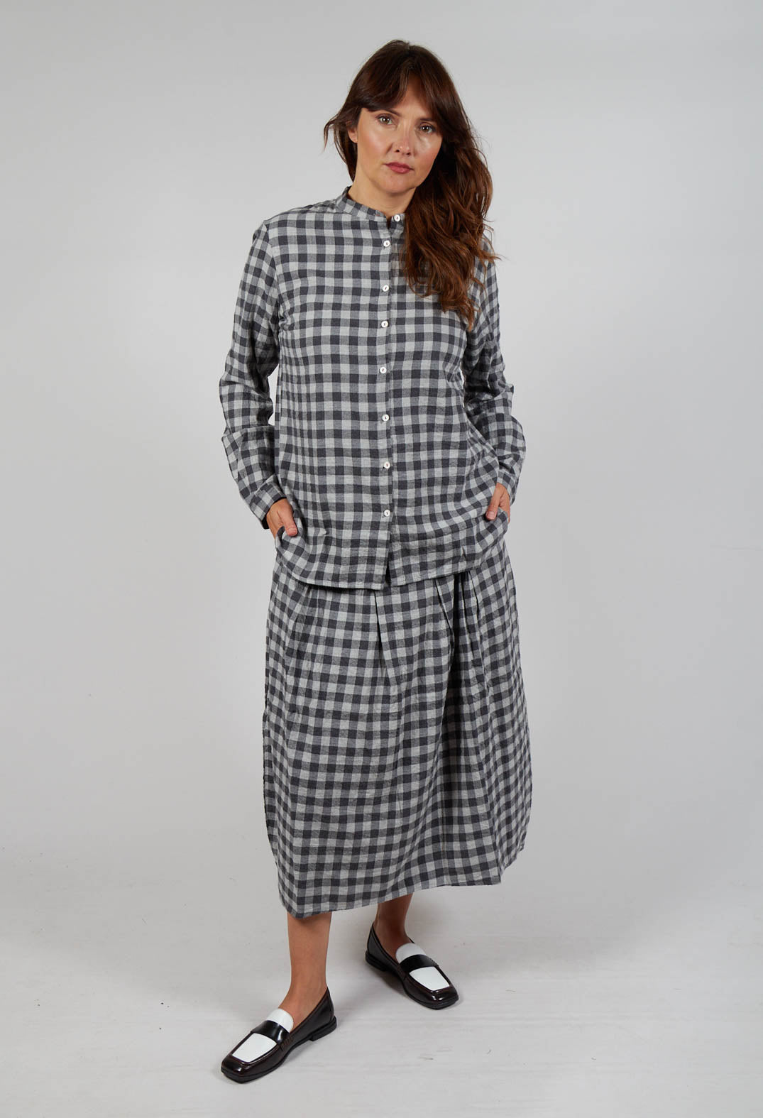 Hannoh Wessel Shirt Cosma in Grey Check | Olivia May